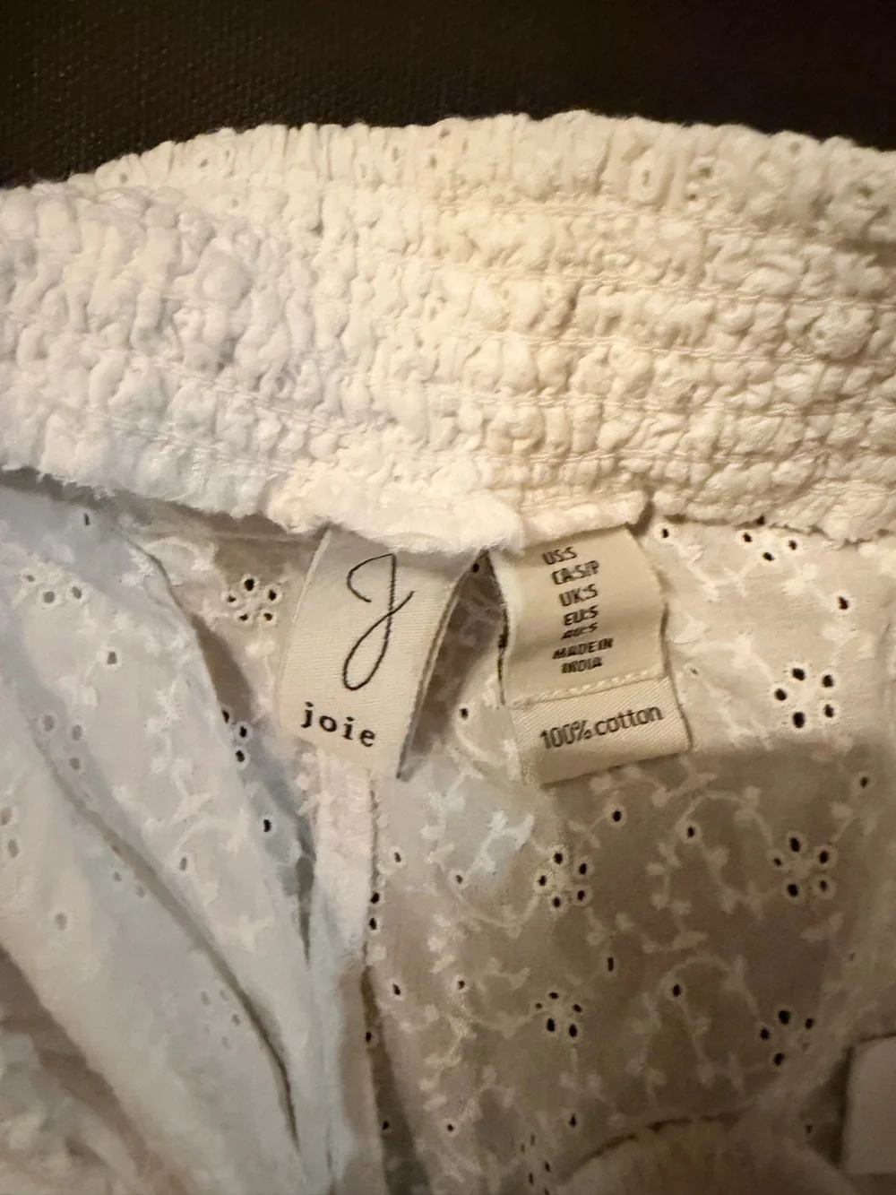 Joie White Eyelet Lace Cami & Short Sleep Set